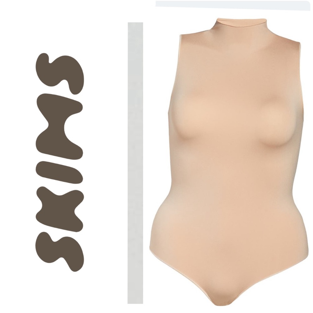 SKIMS (S/M) essential mock neck  Sleeveless Bodysuit in Sandstone